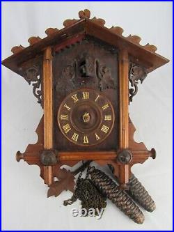 1880's cuckoo clock GERMANY Black Forest ANTIQUE Gordian Hettich Sohn GHS
