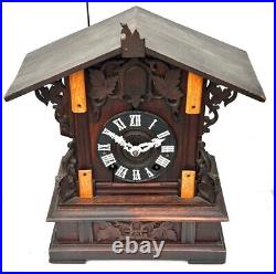 1890 Antique Early Cuckoo Mantel Clock German Black Forest Carved Bracket Clock