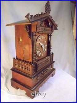 19c Large Antique Black Forest Two Train Fusee Cuckoo Clock C1880 Working Order