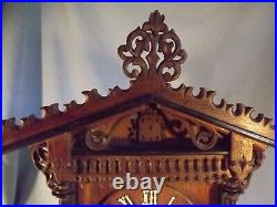 19c Large Antique Black Forest Two Train Fusee Cuckoo Clock C1880 Working Order