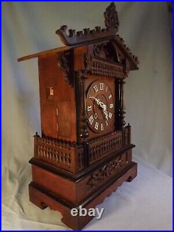 19c Large Antique Black Forest Two Train Fusee Cuckoo Clock C1880 Working Order