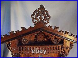 19c Large Antique Black Forest Two Train Fusee Cuckoo Clock C1880 Working Order