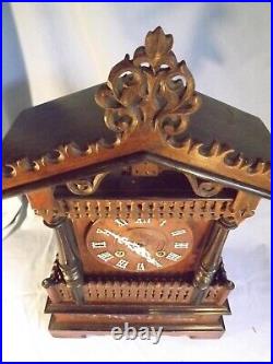 19c Large Antique Black Forest Two Train Fusee Cuckoo Clock C1880 Working Order