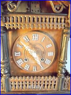 19c Large Antique Black Forest Two Train Fusee Cuckoo Clock C1880 Working Order