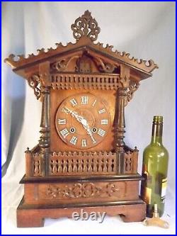 19c Large Antique Black Forest Two Train Fusee Cuckoo Clock C1880 Working Order