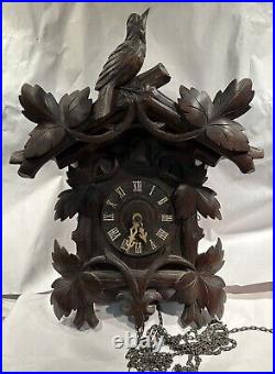 Antique German Black Forest Cuckoo Wall Clock By Gebrunder Kuner