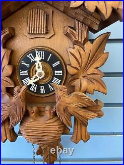 Anton Schneider German Black Forest Cuckoo Clock with Birds and Leaves