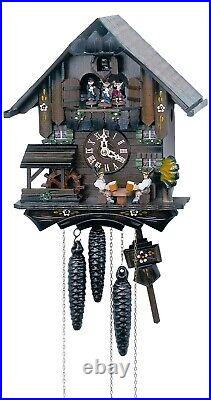 Cuckoo Clock Black Forest house with moving beer drinkers an. SC MT 1407/10 NEW