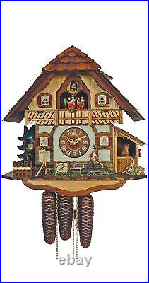 Cuckoo Clock Black Forest house with moving horse SC 8TMT 2560/9 NEW