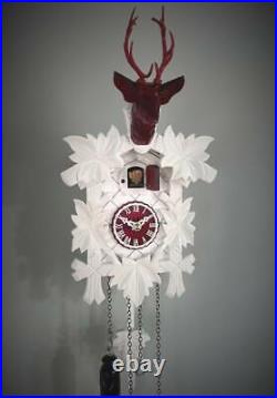 Cuckoo clock germany black forest wood white red design quartz battery operated