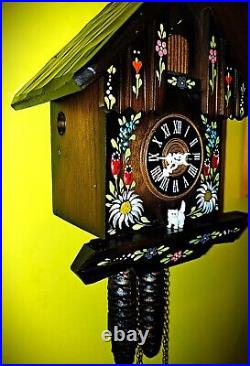 D. HÖNES Painted Flowers 1 Day Cuckoo Clock