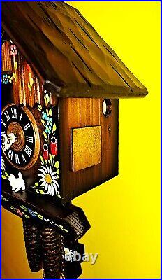 D. HÖNES Painted Flowers 1 Day Cuckoo Clock