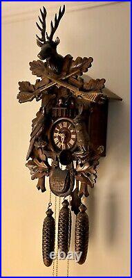 Der Frohliche Wanderer Edelweiss German Black Forest Cuckoo Clock