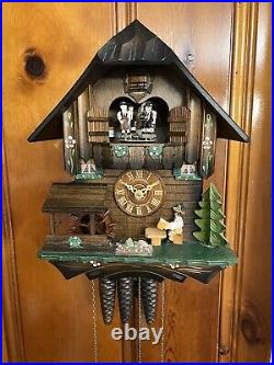 German Black Forest Musical Animated 1 Day Cuckoo Clock Chalet Beer Drinker