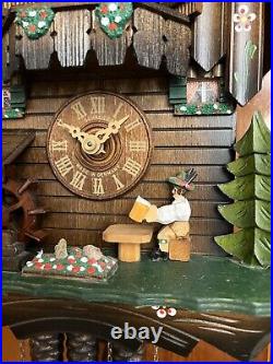 German Black Forest Musical Animated 1 Day Cuckoo Clock Chalet Beer Drinker