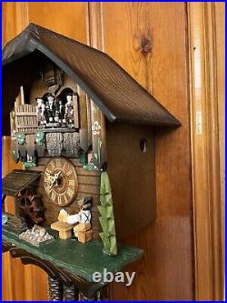 German Black Forest Musical Animated 1 Day Cuckoo Clock Chalet Beer Drinker