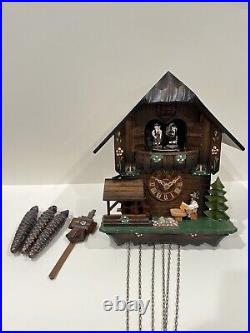 German Black Forest Musical Animated 1 Day Cuckoo Clock Chalet Beer Drinker