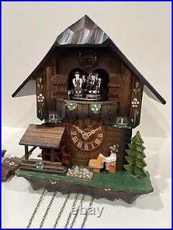 German Black Forest Musical Animated 1 Day Cuckoo Clock Chalet Beer Drinker