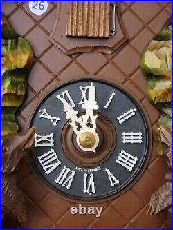 Hubert Herr- Black Forest Hand Carved Cuckoo Clock with Dancing Bears. Working