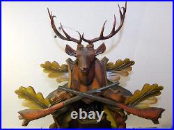 Large 1-Day Germany Hunter Musical Cuckoo Clock With Deer Rabbit BLACK FOREST