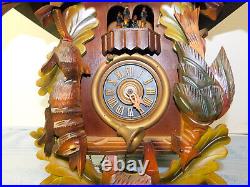 Large 1-Day Germany Hunter Musical Cuckoo Clock With Deer Rabbit BLACK FOREST