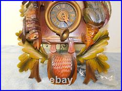 Large 1-Day Germany Hunter Musical Cuckoo Clock With Deer Rabbit BLACK FOREST