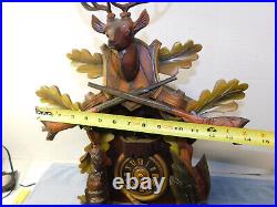 Large 1-Day Germany Hunter Musical Cuckoo Clock With Deer Rabbit BLACK FOREST