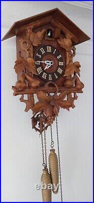 Pretty Vintage Black Forest Cuckoo G & H Wall 30-Hour Striking Clock ca. 1875