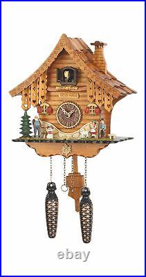 Quartz Cuckoo Clock Black forest house with music TU 471 QM NEW