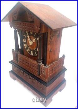Rare Cuckoo Mantel Clock German Black Forest Carved Bracket Clock 1890 Antique