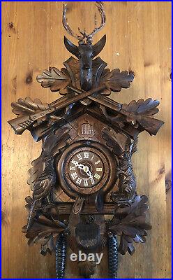 Swiss Lötscher Cuckoo Clock-Classic Before The Hunt Clock-Rebuilt-Runs Great
