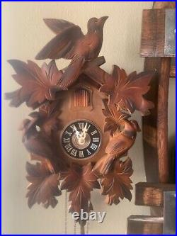 Vintage 3 Bird Hand Carved German Cuckoo Clock Working