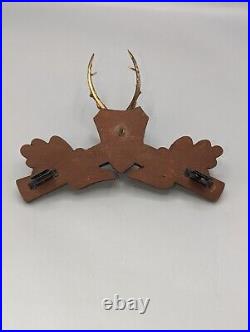 Vintage Black Forest Hunter Cuckoo Clock Hand-Carved Deer Rabbit Bird 9