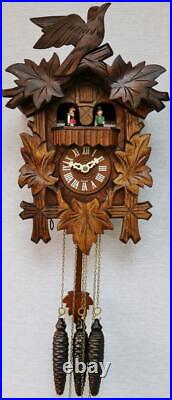Vintage Black Forest Weight Driven Musical Automaton Carved Cuckoo Wall Clock