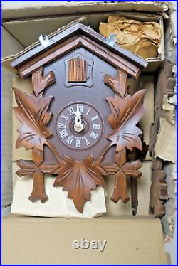 Vintage Cuckoo Clock Black Forest After the Hunt Deer Carved Germany- New in Box